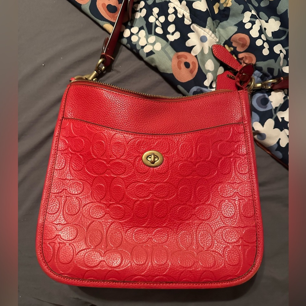 Coach Red Leather Shoulder Bag